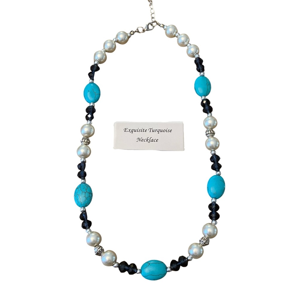 New Turquoise Pearl Beaded Necklace